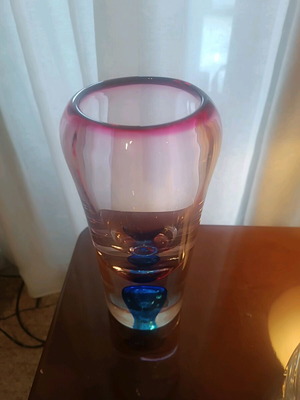 Murano vase new crystal in blue-pink shades
