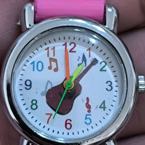 Kids Watch with Pink Silicone Strap and Guitar Music Design