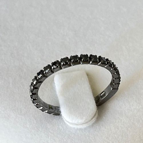 Gold ring k14 with black rhodium and zirconia new