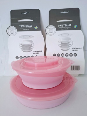 Twistshake παιδικό μπολ και πιάτο φαγητού σε ροζ χρώμα καινούργια