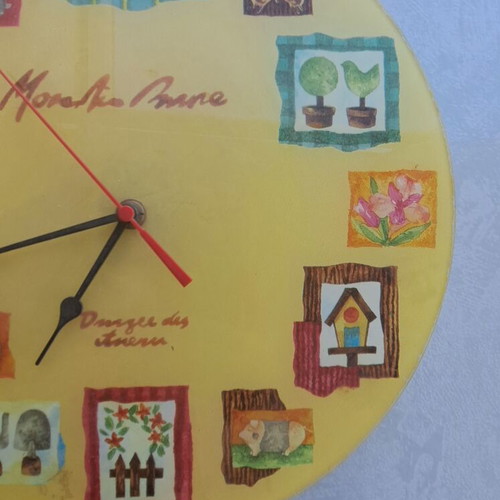 Vintage handmade wall clock with glass effect, new