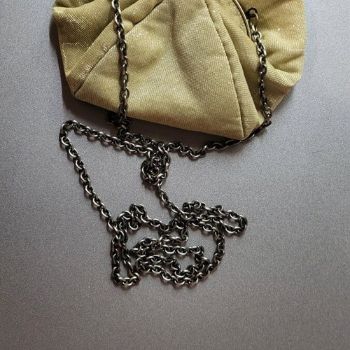 Gold shoulder bag with gold chain