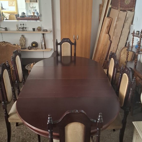Classic carved dining table with six chairs used