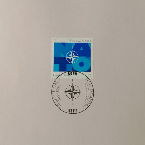 German 1999 stamp with Bonn first day cover, mint block of four