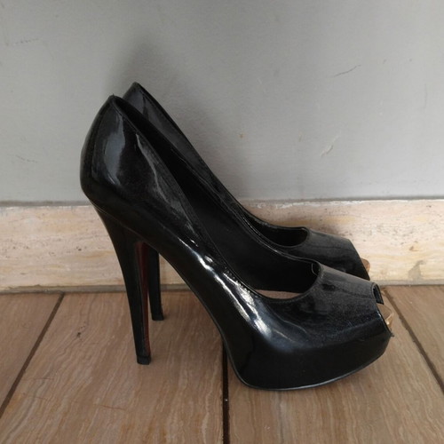 Migato peep toe black pumps like new, 14 cm heel size 39