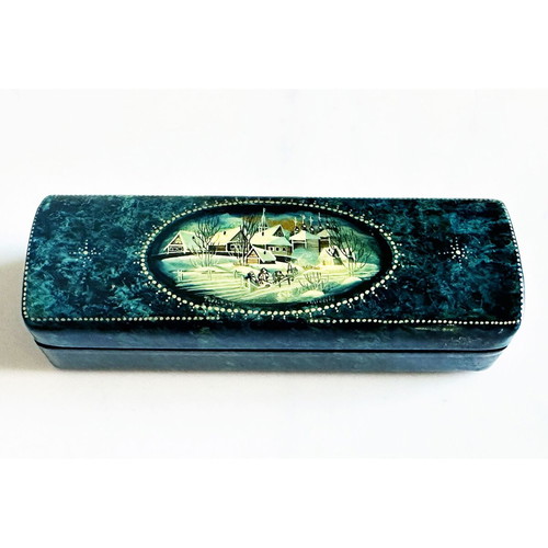 Fedoskino hand-painted jewelry box vintage 1980s like new