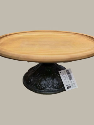 Wooden Oval Platter on Black Metal Base new