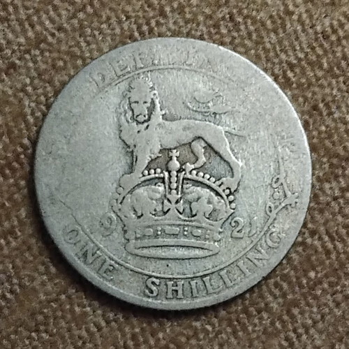 United Kingdom 1 Shilling 1921 George V silver coin used