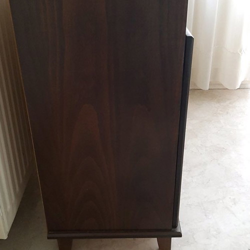 TV cabinet used, lacquered wood with display cabinet