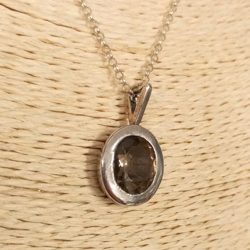 Silver necklace 925 used with smoky crystal