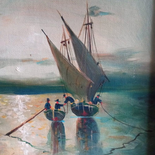 Brikman painting used, oil on wood with frame