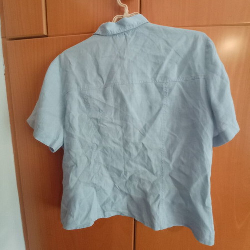 Linen shirt medium sea blue with buttons and zipper pockets like new