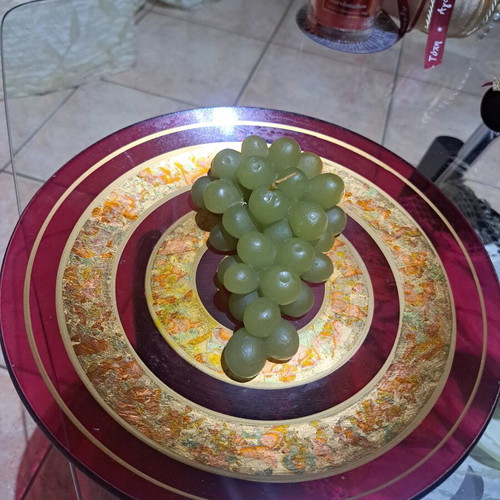 Decorative plate with wax fruit composition like new