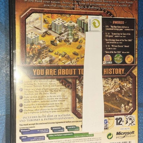 Rise Of Nations Gold Edition PC CD ROM like new