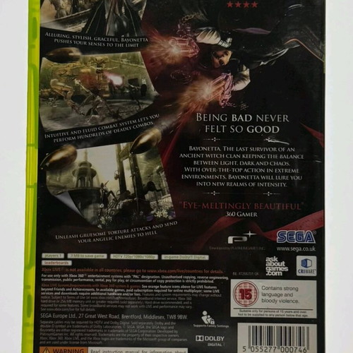Xbox 360 Bayonetta like new, British Sega edition