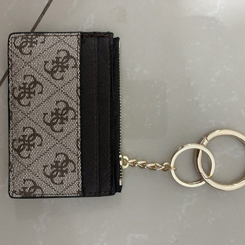 Guess Card Wallet with Zipper Pocket, New, Brown