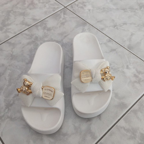 Slippers white with bow and gold details used, size 37