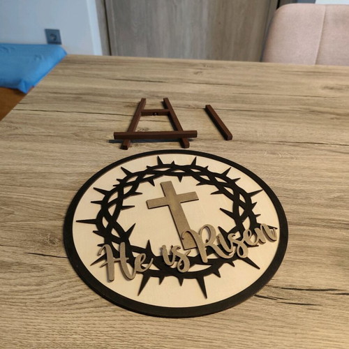 Handmade wooden Easter table decoration He is Risen new