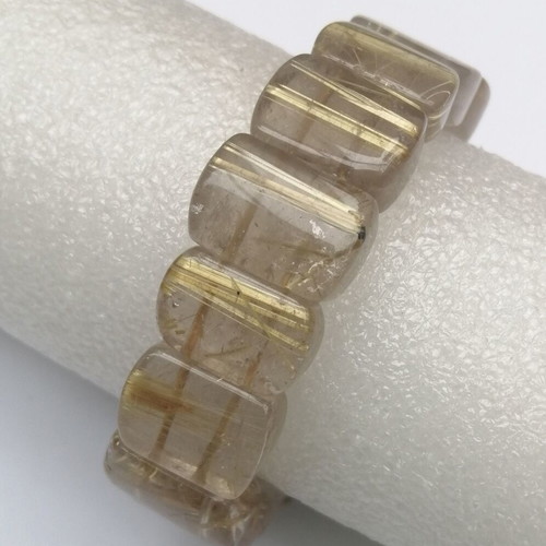 Bracelet with gold rutile quartz gemstones new