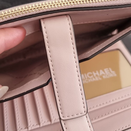 Michael Kors large wallet new with phone holder, white and pink