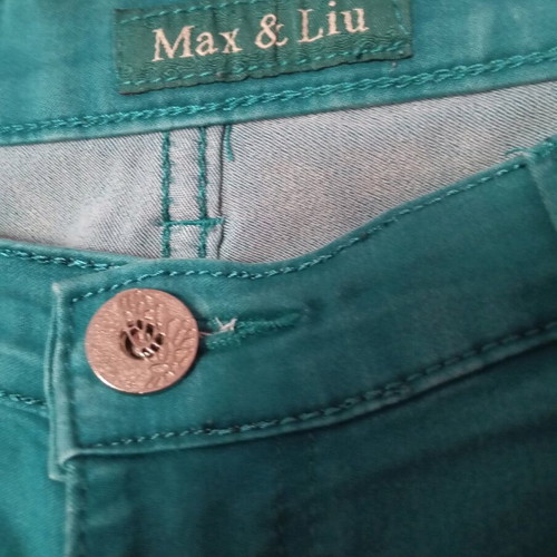 Jeans-style pants five-pocket like new, straight cut, XL, green turquoise