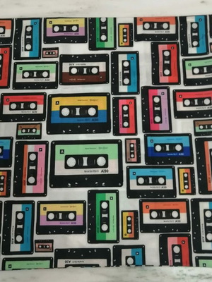 Decorative pillowcase with colorful audio cassettes 45x45cm new