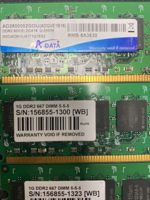 3x DDR2 Desktop RAM modules, 4GB total, ADATA / Transcend