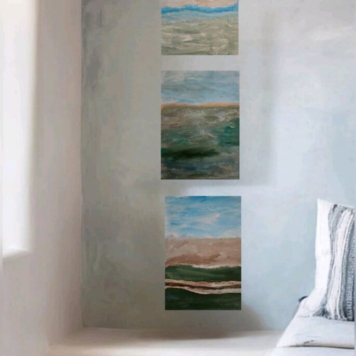 Abstract Landscape Triptych set of 3 original paintings like new