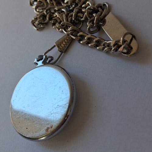 ZARIA Retro pocket watch used, wind-up, gray and silver