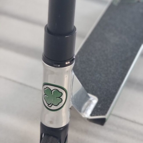 Lucky Crew Pro Stunt Scooter used with chrome deck and green details