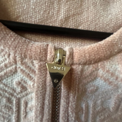 Guess velour cardigan, white and pink, XS