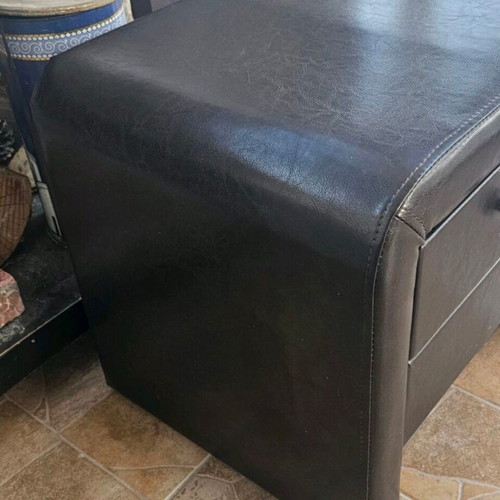 Leatherette nightstand with storage drawer like new