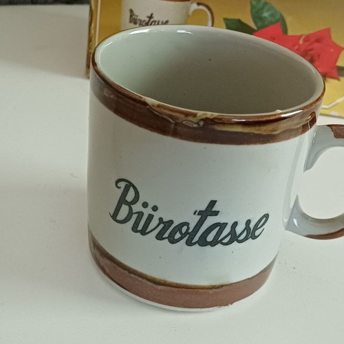 Vintage Bürotasse 2-in-1 mug with ashtray, West Germany circa 1975, with box