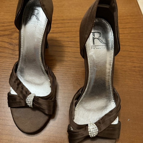 Satin brown bag with gift sandals size 39 like new