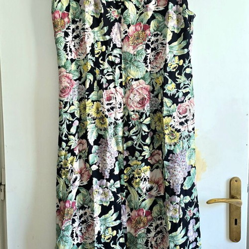 Floral maxi dress, size XL / XXL, black multicolor