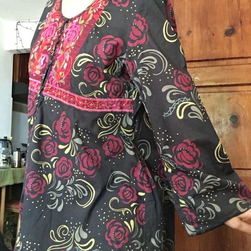 Floral tunic dress, made in India, size L, cotton