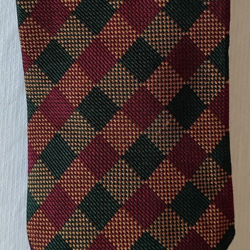 Pal Zileri Silk Tie like new, checkered burgundy and forest green