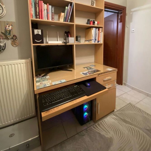 Bedroom furniture set new with bed, wardrobe, shelves and desk