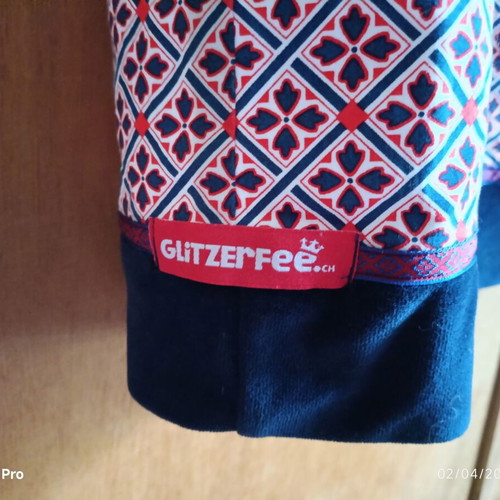 Glitzerfee Swiss boho skirt with striped waist and velvet hem