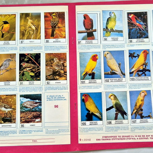 Karouzel Birds Album used with 28 missing stickers