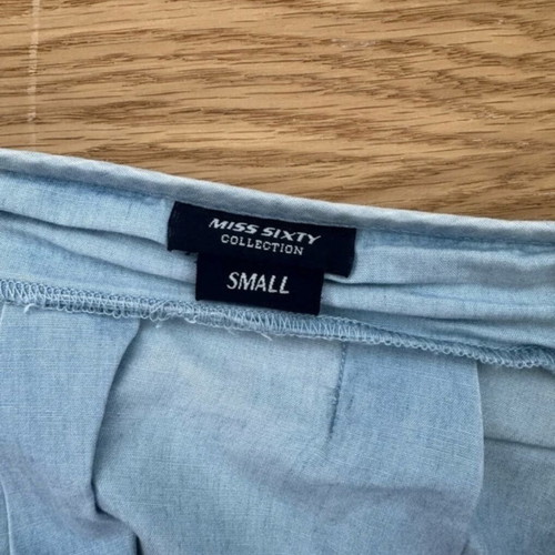 Miss Sixty Chambray Denim Dress halter with ruffles like new, light blue