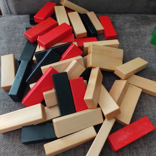 Jenga and wooden blocks set of 66, like new