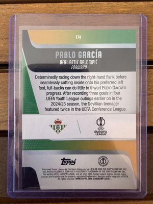 Topps UCC Pablo Garcia Rookie Card 22/50 Real Betis