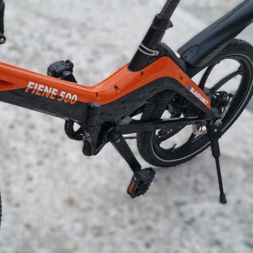 Blaupunkt Fiene 500 Folding Electric Bike with Orange Helmet like new