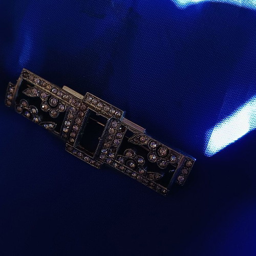Art Deco brooch used, collectible, silver with zircon