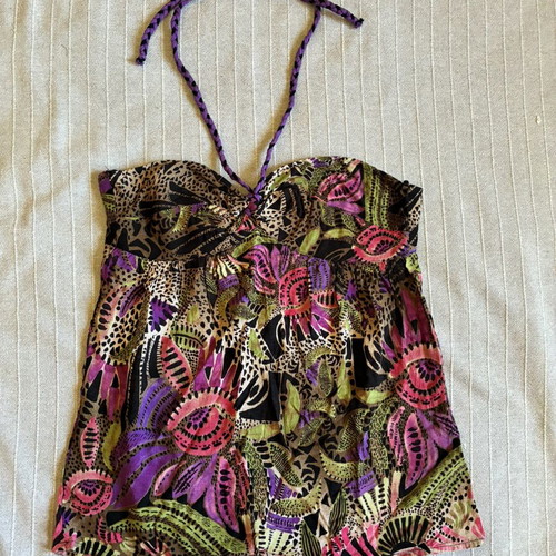 Bershka Y2K Strapless Halter Top Large, like new, colorful