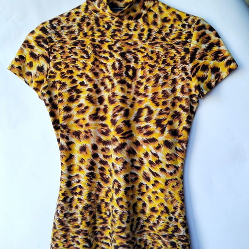 Norma Kamali rusty yellow leopard print blouse like new, size S