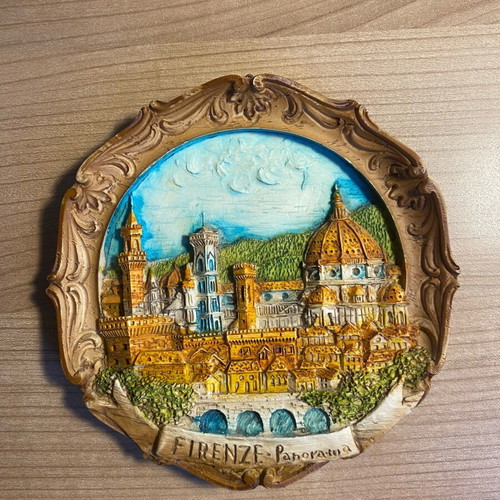 Collectible ceramic plaque from Florence like new, 14.5 cm