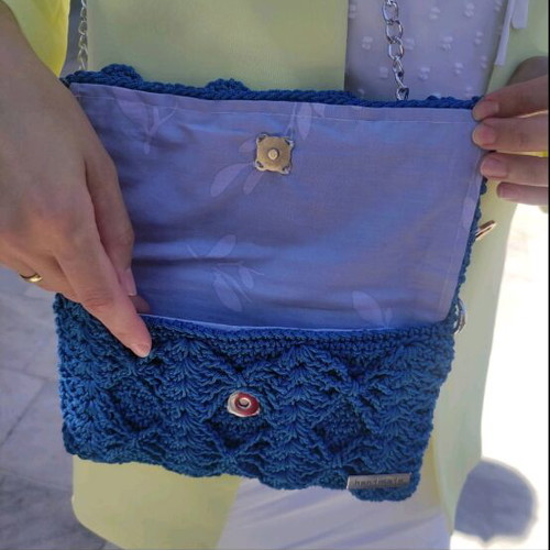 Handmade blue shoulder bag clutch, new