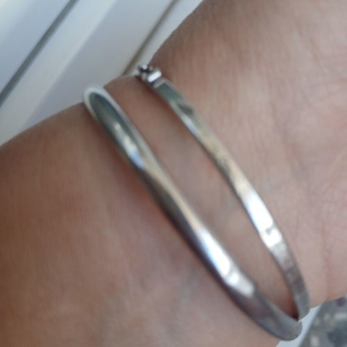 2 Silver 925 Bracelets, One Bangle and One with Clasp, Small Defects